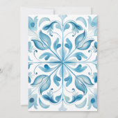 Moderne Elegante Blauwe Tegel en Citroen Trouwdag Kaart (Achterkant)