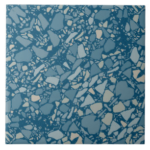 Moderne Elegante Blauwe Terrazzo Effect Tegel Tegeltje
