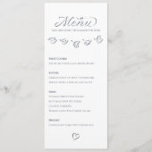 Moderne elegante blauwe vliegende vogels tafel menu (Voorkant)