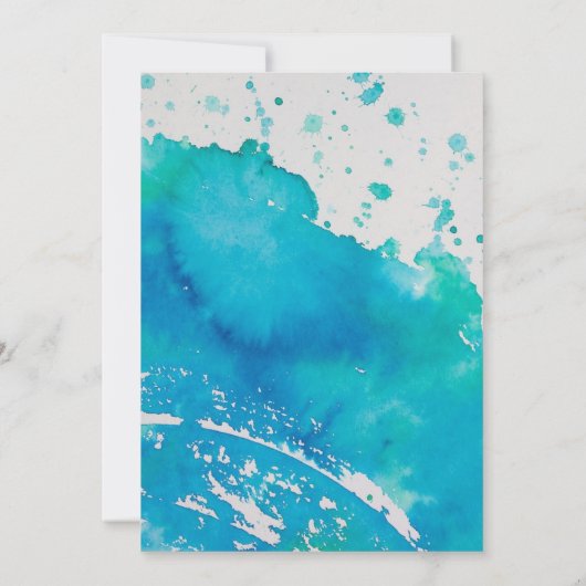 Moderne, elegante blauwe Waterverf bespaart de dat Save The Date (Achterkant)