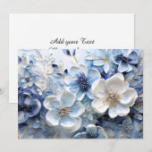 Moderne Elegante Blauwe Witte Botanische Bloem Aankondiging (Voorkant / Achterkant)