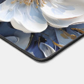 Moderne Elegante Blauwe Witte Botanische Bloem Bureaumat (Hoek)