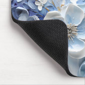 Moderne Elegante Blauwe Witte Botanische Bloem Muismat (Hoek)