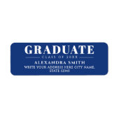 Moderne Elegante Blauwe Witte Formele Afstudeer Gr Etiket (Voorkant)