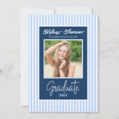Moderne Elegante Blauwe Witte Foto Afstudeer Aankondiging (Voorkant)