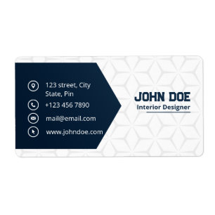 Moderne Elegante Blauwe & Witte Professionele Etiket