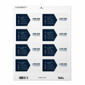 Moderne Elegante Blauwe & Witte Professionele Etiket (Full Sheet)