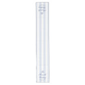 Moderne Elegante Blauwe Witte Strepen Script Bruil Lange Tafelloper (Voorkant)