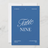 Moderne Elegante Blauwe & Witte Tafelnummer voor H (Achterkant)