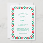 Moderne Elegante Bloem Huwelijksuitnodiging Kaart (Voorkant)