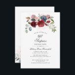 Moderne Elegante Bloemen 60ste Verjaardagsfeest Kaart<br><div class="desc">Burgundy Greenery Floral 60th Birthday Party nodigt u uit om je voor de meeste verjaardagen gemakkelijk aan te passen door op de knop 'Personalize' te klikken. Met elegante bogundy, stoffig blauw, eucalyptusgroen en wazige roze bloemen met script en moderne typografie. TIP: Ontdek ons collectie van partijbenodigdheden in de winkel met...</div>
