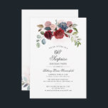 Moderne Elegante Bloemen 60ste Verjaardagsfeest Kaart<br><div class="desc">Burgundy Greenery Floral 60th Birthday Party nodigt u uit om je voor de meeste verjaardagen gemakkelijk aan te passen door op de knop 'Personalize' te klikken. Met elegante bogundy, stoffig blauw, eucalyptusgroen en wazige roze bloemen met script en moderne typografie. TIP: Ontdek ons collectie van partijbenodigdheden in de winkel met...</div>