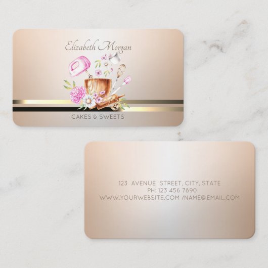 Moderne Elegante Bloemen Bakkerij Gereedschap Lumi Visitekaartje (Voorkant / Achterkant)