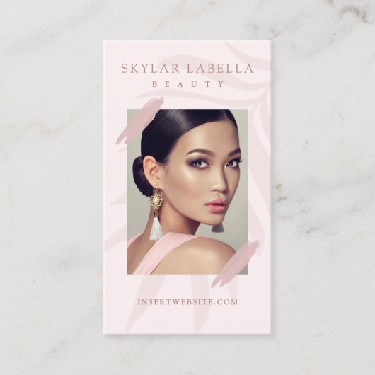 Moderne & Elegante Bloemen Blad Brush Stroke Beaut Visitekaartje (Voorkant)