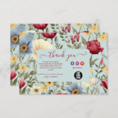 Moderne Elegante Bloemen Bloemen Bedankkaart (Voorkant / Achterkant)