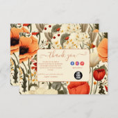 Moderne Elegante Bloemen Bloemen Bedankkaart (Voorkant / Achterkant)