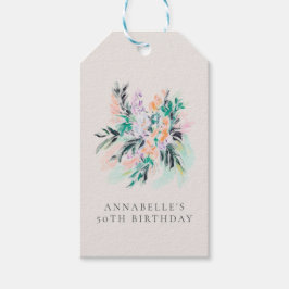 Moderne Elegante Bloemen Boeket Verjaardag Cadeaulabel