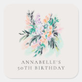 Moderne Elegante Bloemen Boeket Verjaardag Vierkante Sticker (Voorkant)