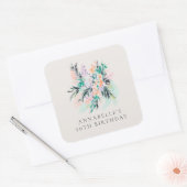 Moderne Elegante Bloemen Boeket Verjaardag Vierkante Sticker (Envelop)
