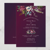 Moderne Elegante Bloemen Bourgogne gewassen bruilo Kaart (Voorkant / Achterkant)
