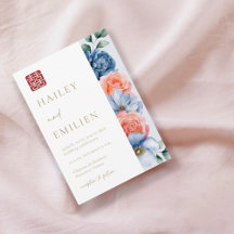 Moderne Elegante Bloemen Chinese Huwelijk