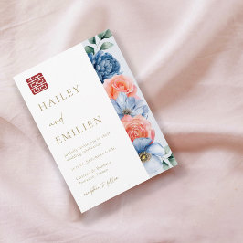 Moderne Elegante Bloemen Chinese Huwelijk Kaart