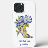 Moderne Elegante Bloemen Chinoiserie High-Heel Case-Mate iPhone Case (Achterkant)