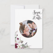 Moderne Elegante Bloemen Foto Huwelijk Save The Da (Voorkant)