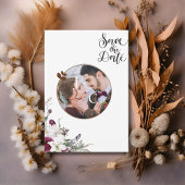 Moderne Elegante Bloemen Foto Huwelijk Save The Da