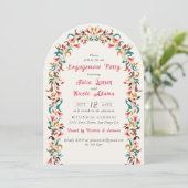 Moderne Elegante Bloemen Krans Engagement Party Kaart (Staand voorkant)