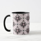 Moderne Elegante Bloemen Lavendel Damask Mok (Links)