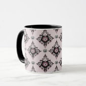 Moderne Elegante Bloemen Lavendel Damask Mok (Voorkant links)