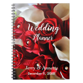 Moderne Elegante Bloemen Rode Bloemen Wedding Plan Notitieboek