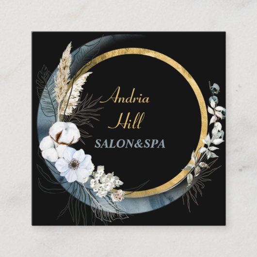 moderne elegante bloemen salon & spa met QR-code Vierkante Visitekaartje (Voorkant)