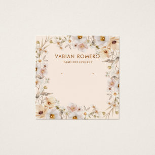Moderne Elegante Bloemen Sieraden Oorbel Display k Vierkante Visitekaartjes