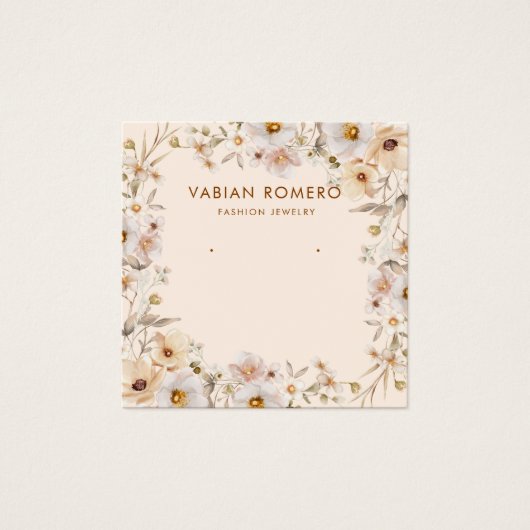 Moderne Elegante Bloemen Sieraden Oorbel Display k Vierkante Visitekaartjes (Voorkant)