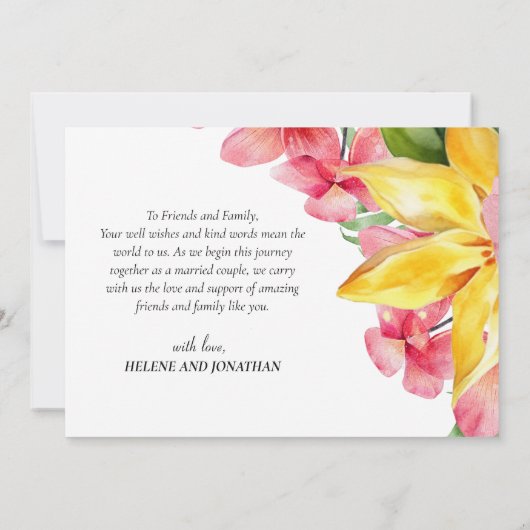 Moderne Elegante Bloemen Tropische Bestemming Brui Bedankkaart (Achterkant)