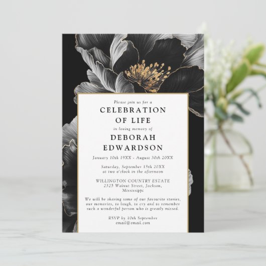 Moderne Elegante Bloemen Viering van het Leven Fot Kaart (Staand voorkant)