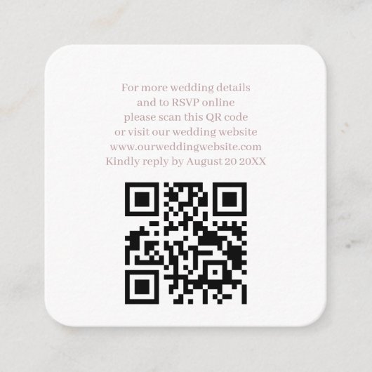 Moderne Elegante Bloemen Wild QR Code & RSVP Bruil Informatiekaartje (Voorkant)