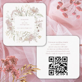Moderne Elegante Bloemen Wild QR Code & RSVP Bruil Informatiekaartje
