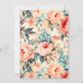 Moderne Elegante Bloemenperzik & Blauwgroen Bruilo Kaart (Achterkant)