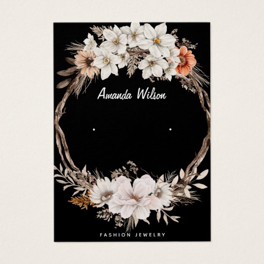 Moderne elegante bloemensieraden oorbel display ka visitekaartje (Voorkant)