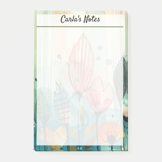 Moderne elegante bloementuin 4" x 6" post-it® notes (Voorkant)