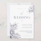 Moderne elegante bloemenwinter bruiloft kaart (Voorkant)