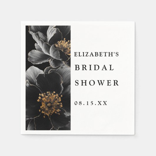 Moderne Elegante Bloemige Bruiloftservingservetten Servet (Voorkant)