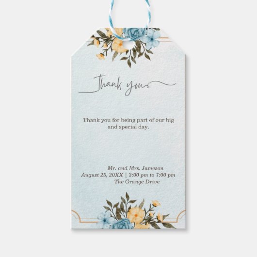 Moderne Elegante Bloemige Waterverf Groene Huwelij Cadeaulabel (Voorkant)