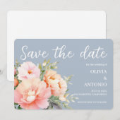 Moderne Elegante Bloemige Waterverf Pioenstof Bla Save The Date (Voorkant / Achterkant)