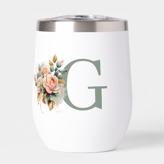 Moderne Elegante Bloemrijke Aangepaste Monogram (Voorkant)