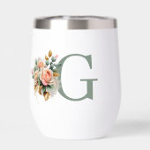 Moderne Elegante Bloemrijke Aangepaste Monogram (Achterkant)