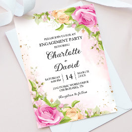 Moderne Elegante Bloemrijke Chic Verlovingsfeest Kaart
